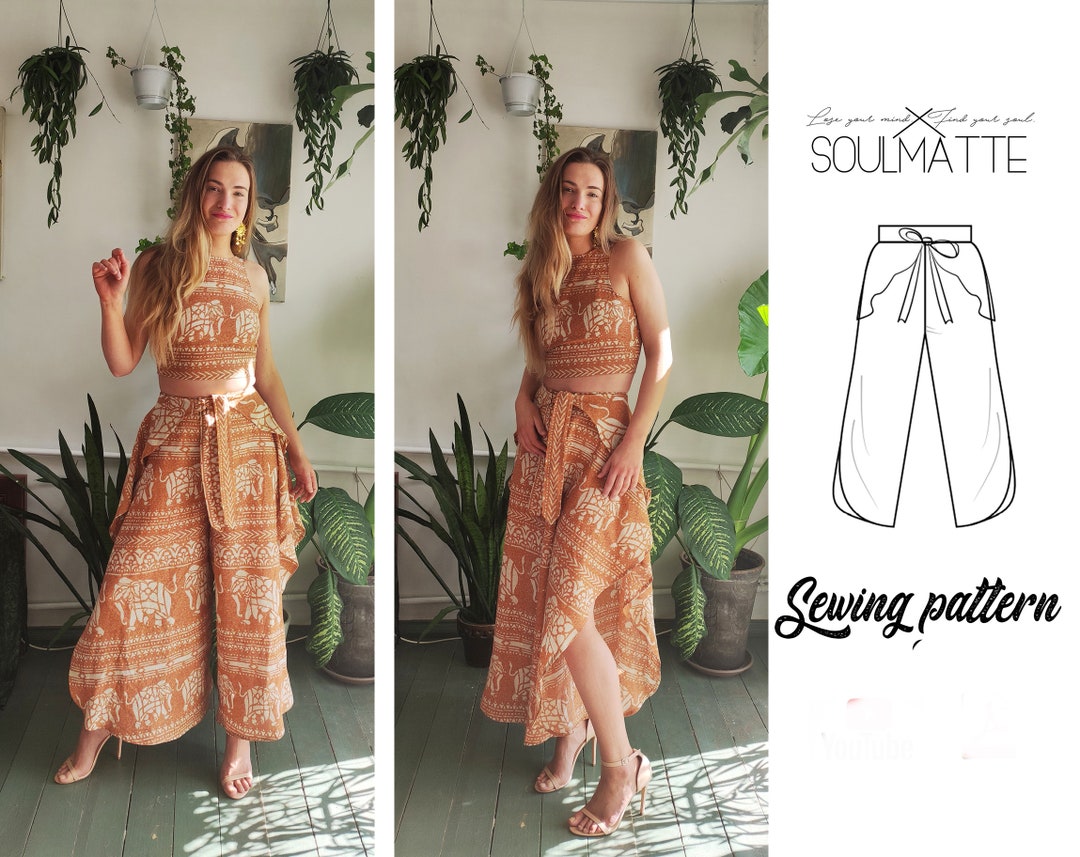 Flowy Beach Pants Pattern, Skirt-pants,paper Sewing Lecals, Easy Sew ...