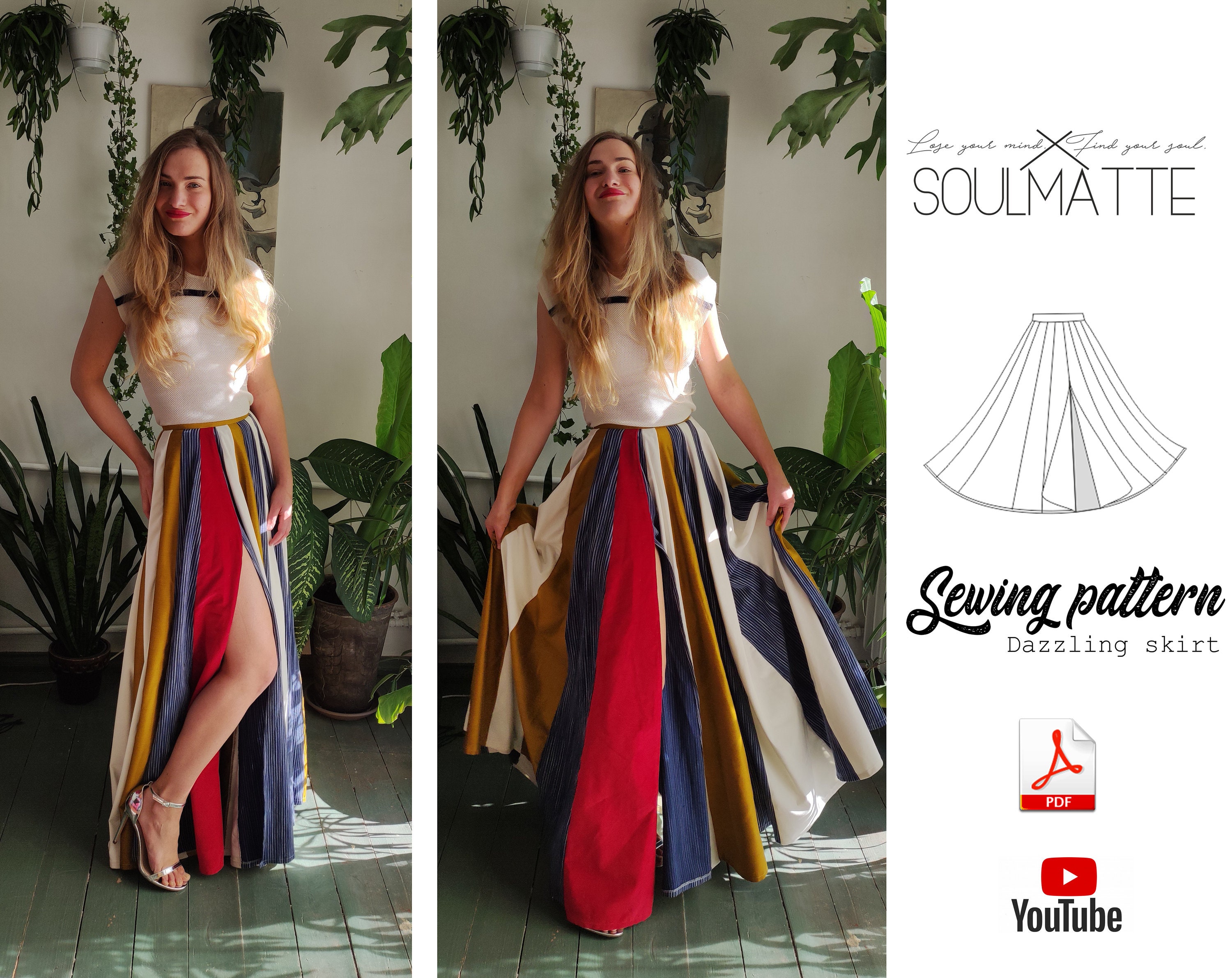 Easy Sewing Pattern for Women's Skirts, Maxi Skirt Pattern, Circle