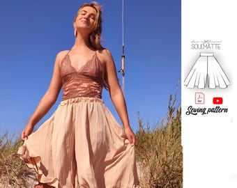 Palazzo Shorts Pattern: Wide Leg, Midi Culottes pants, Beginner Friendly (PDF Pattern)