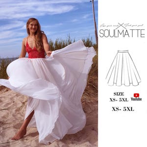 Long maxi skirt sewing pattern for sizes XS-5XL. Floor length full circle skirt patterns for making Your own gown
