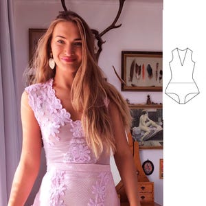 PDF bodysuit pattern, leotard pattern, woman, girl bodysuit pattern, Instant download, print XS-L, sizes 34-42, with short video tutorial