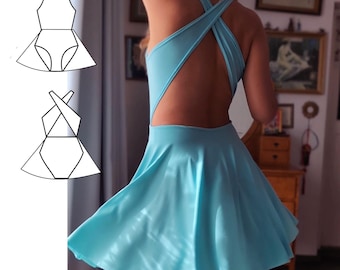 Patrón de costura para vestido leotardo con falda: Traje de baile de licra (patrón en PDF)