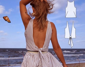 Naaipatroon blouse open rug: aansluitende mouwloze top (pdf-patroon)