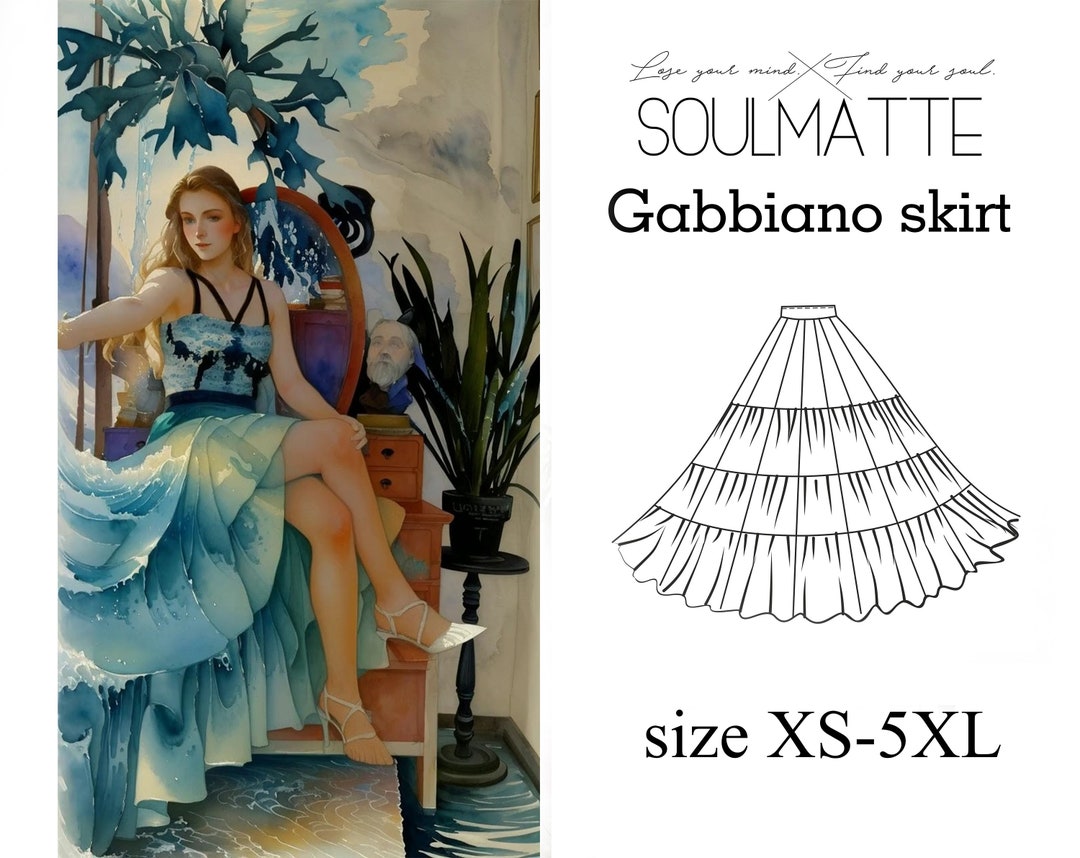 Pattern for Gathered Skirt, Underskirt Sewing Pattern. Evening Skirt