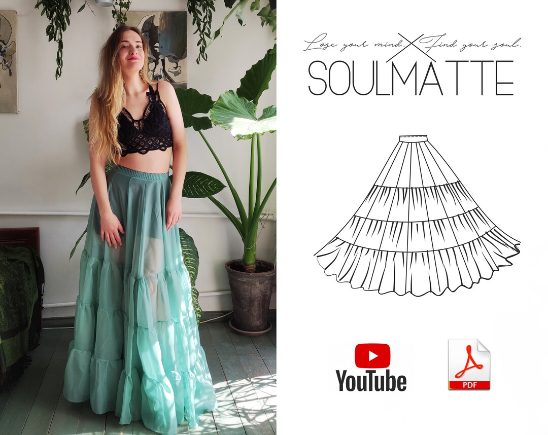 PDF Skirt Pattern Underskirt Sewing Pattern. Wide Evening Etsy