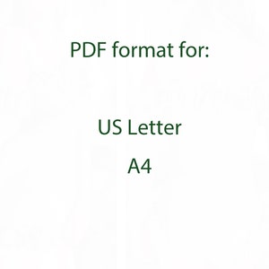 Puede incluir: Fondo blanco con texto verde oscuro. El texto dice "Formato PDF para: US Letter A4". La imagen es un gr&aacute;fico simple, que indica las opciones de tama&ntilde;o de documento para un archivo digital.