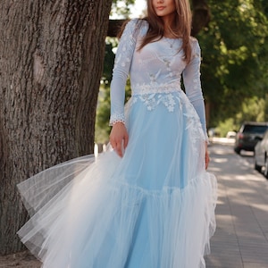 Langarm Tüll Kleid Schnittmuster, Abendkleid Schnittmuster. PDF langes Kleid Rock und Body Nähen, Klassisches bescheidenes A- Linie Kleid