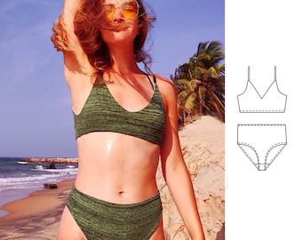 Mönster för DIY-baddräkt i två delar: Minimalistisk baddräkt i lycra (PDF)