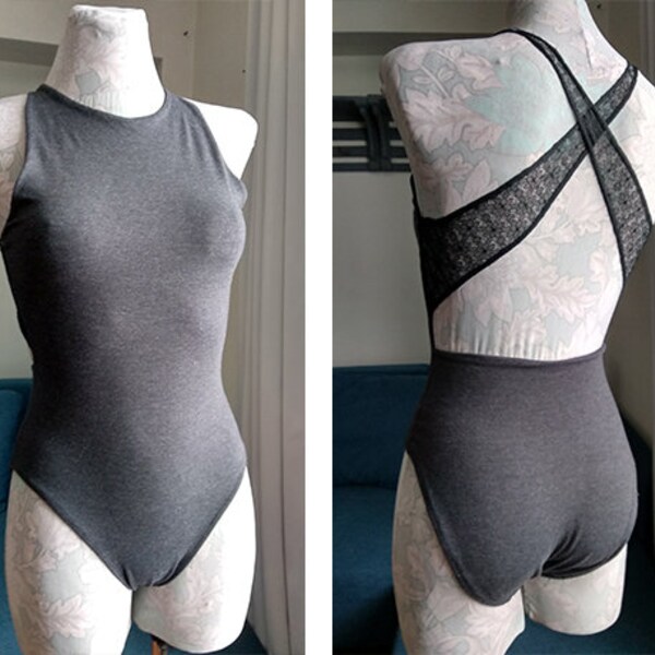 Balerina style leotard pattern, swimsuit pattern. PDF instant download, One piece swimwear, Basic swimsuit, Dancer bodysuit with open back.