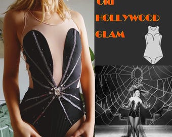 40's Vintage Dancer Bodysuit Sewing Pattern: Burlesque Costume (PDF Pattern)
