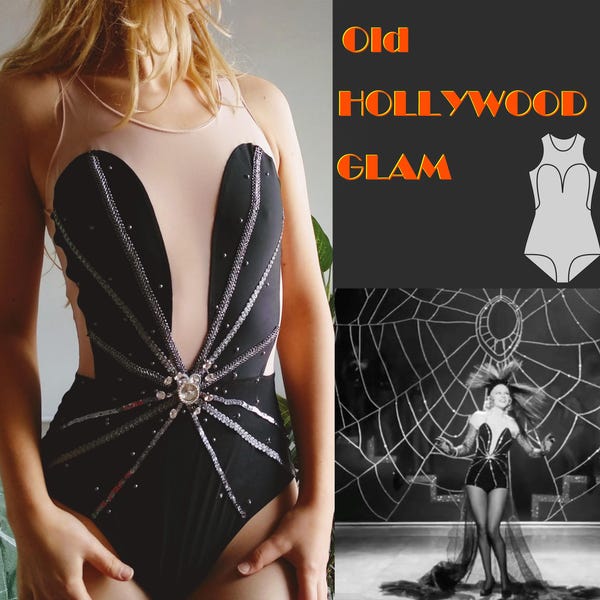 40's Vintage Dancer Bodysuit Sewing Pattern: Burlesque Costume (PDF Pattern)