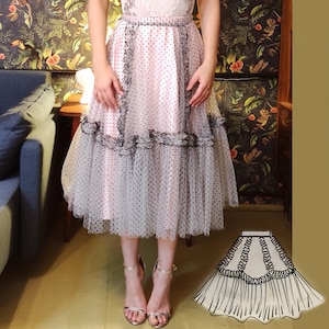 Ruffle Evening Skirt Sewing Pattern: High-Waisted Maxi tulle petticoat (PDF Pattern)
