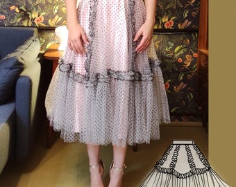 Tea length Skirt Sewing Pattern: High-Waisted Maxi tulle petticoat (PDF Pattern)