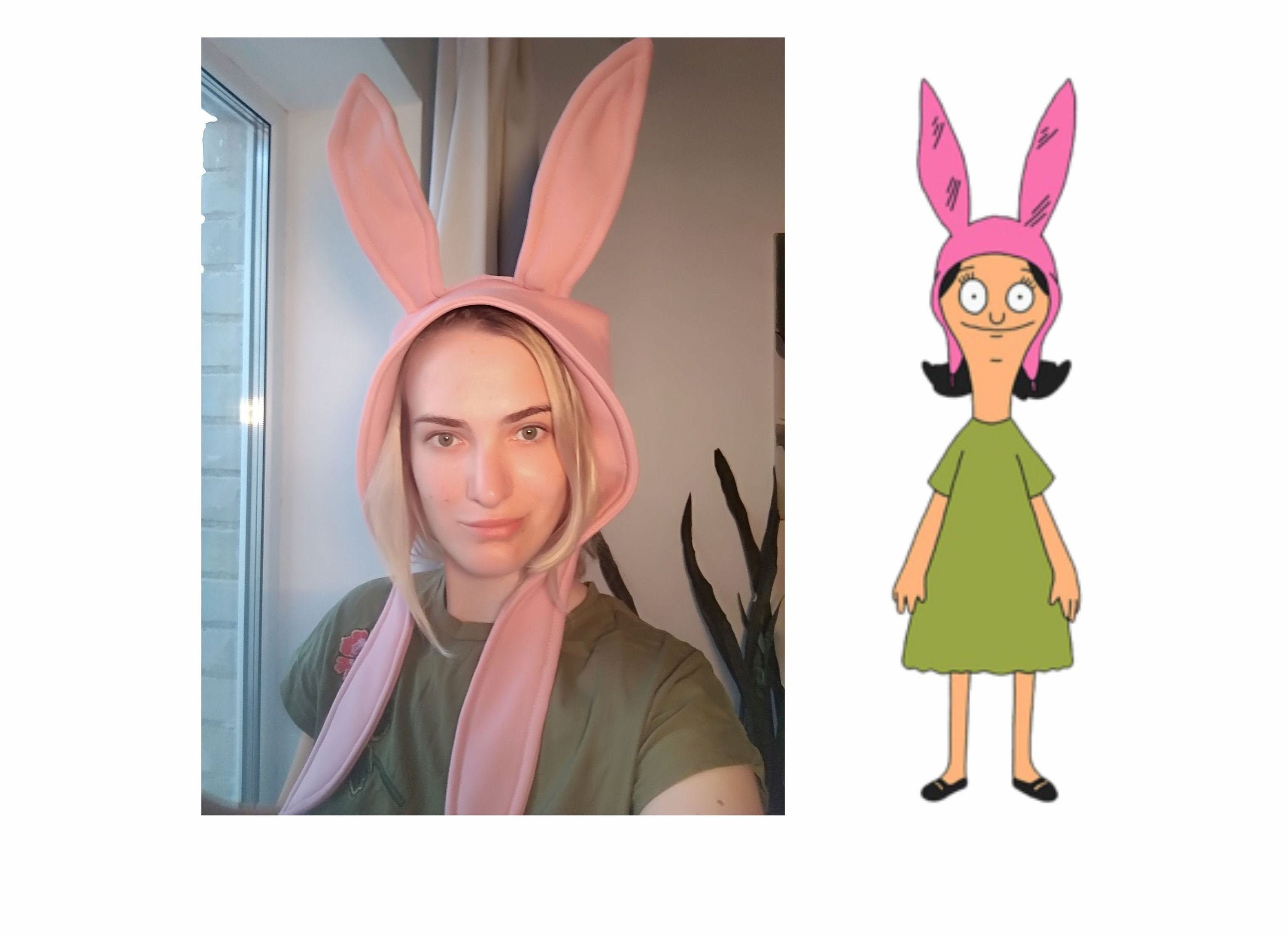 Mom Kids Cute Rabbit Ears Hat Bob's Burgers Louise Cosplay Costume  Halloween Fleece Hat Pink