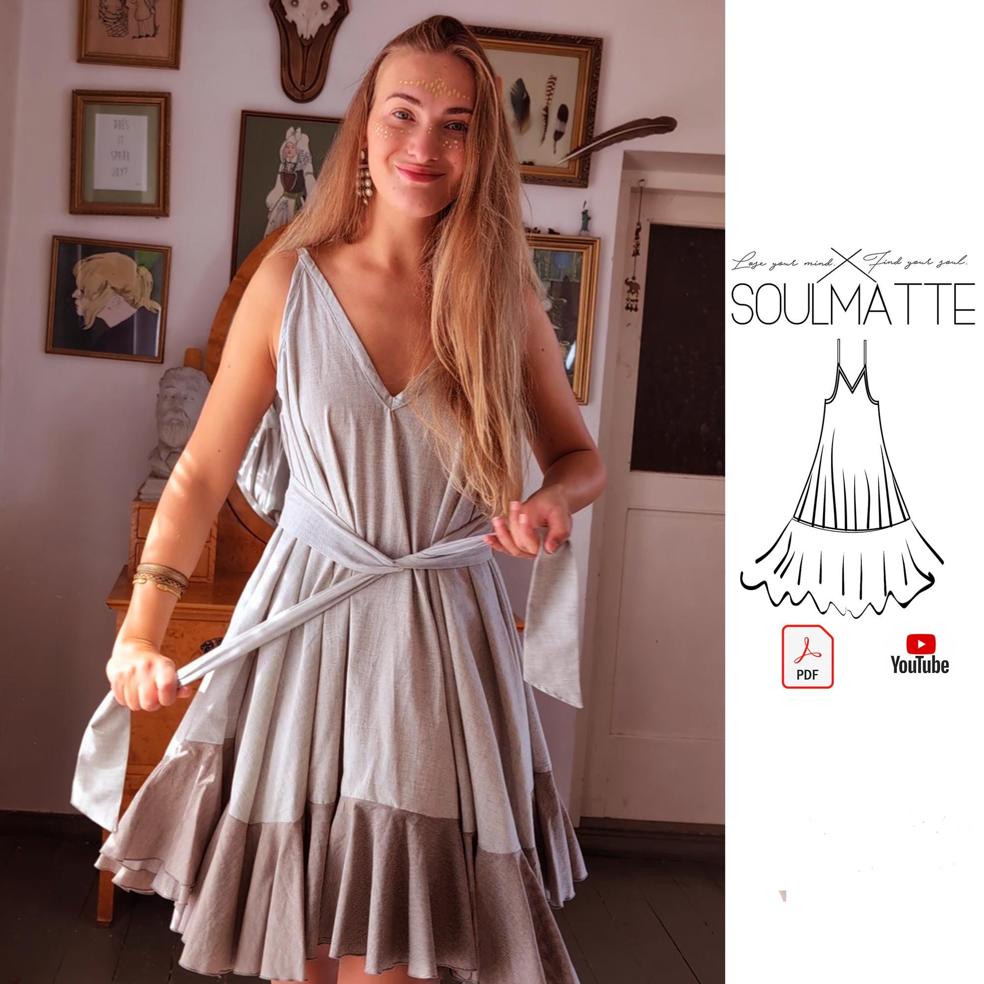 Maxi Ruffle Sun Dress Sewing, V Neck, Short Dress (PDF Pattern - Etsy