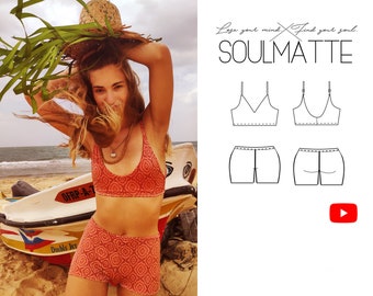 Two-Piece Swimsuit Sewing Pattern: Bralette & Spandex Shorts (PDF Pattern)