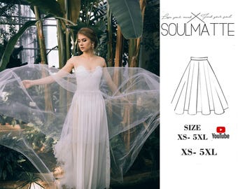 Bridal Skirt Sewing Pattern: A-Line Gown Tutorial (XS-5XL) (PDF Pattern)