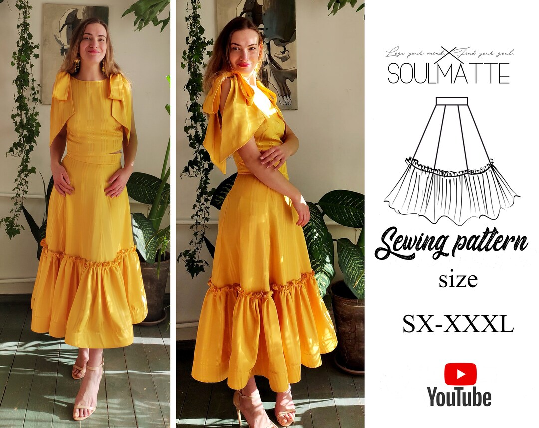 PDF Sewing Skirt Pattern With Video Tutorial, Gore Evening Skirt ...