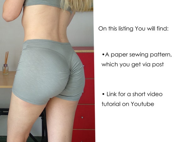 Paper Scrunch Butt Yoga Shorts. Video Tutorial, High Waist Sports Workout  Shorts DIY Pattern, Yoga Pants, Beginers Shorts, Leggings Pattern -   Hong Kong