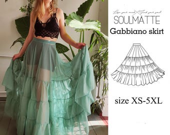 Ruffle Gore Skirt Sewing Pattern: Evening Underskirt (XS-5XL) (PDF Pattern)