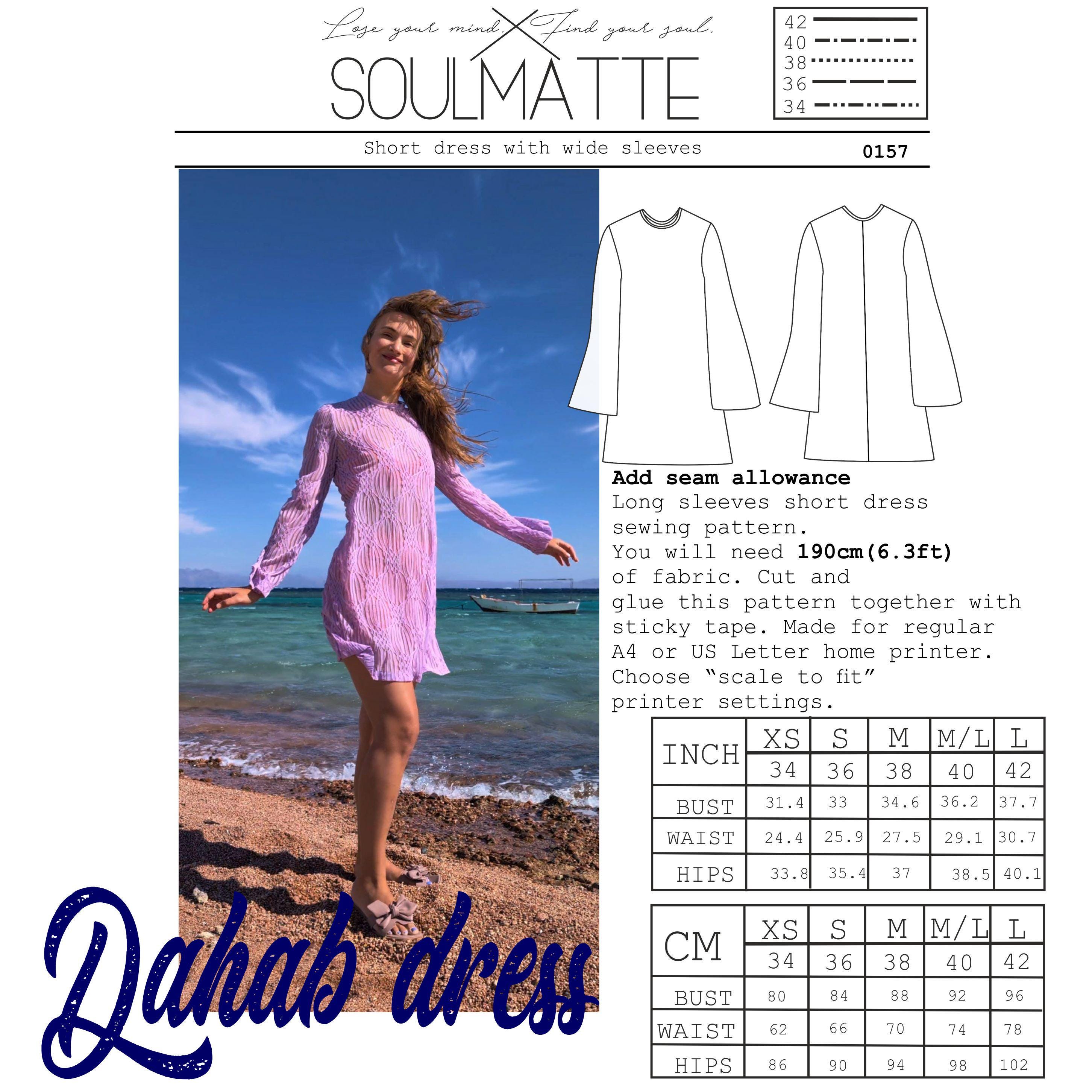 Long Sleeve Dress Sewing Pattern PDF: Beginner-friendly, Sizes XS-L  (A4/A0/US Letter) - Etsy