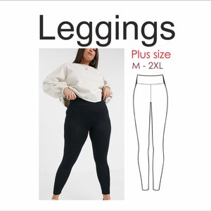 Plus size leggings pattern, PDF pants patern for beginners, size M - 2XL, womans pants DIY sewing for begginers, leisure wear, pajama pants.