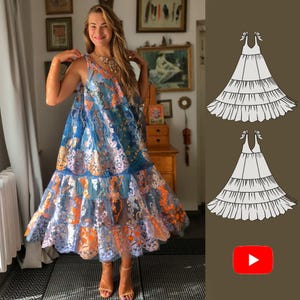 Maxi Sundress Sewing Pattern PDF – Long Summer Dress Pattern – Digital Download – DIY Beach Dress Pattern