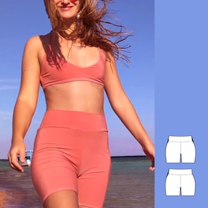 PDF Biker shorts  pattern, pants pattern for beginners  S -2XL, sizes 34-56 instant download , PDF seamless pants, yoga pants, gym wear.