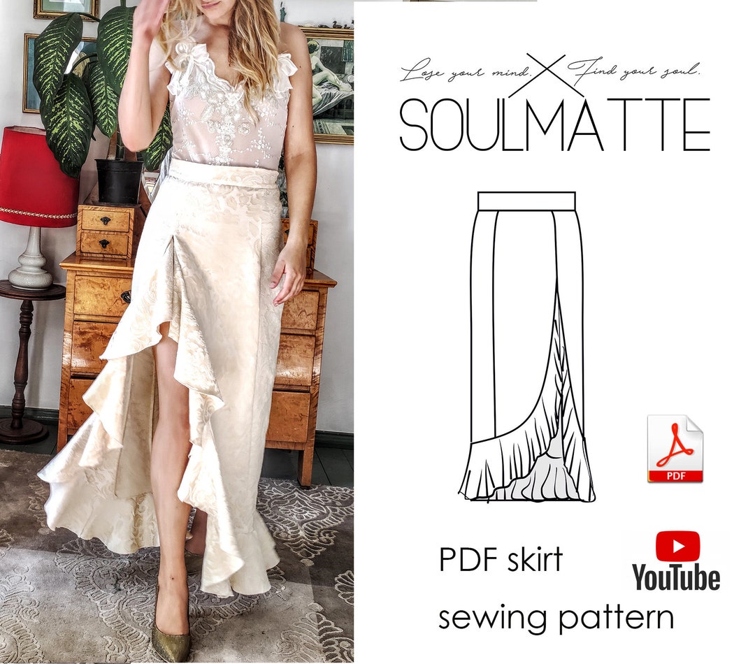 PDF Skirt Pattern With Tutorial Skirt With Split Evening - Etsy