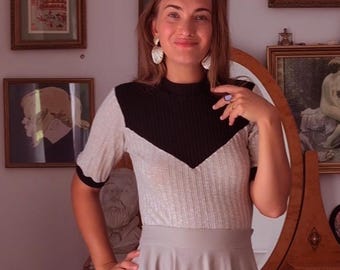 V-Neck Knit Top Sewing Pattern: 60s Style Blouse (Size S-M) (PDF Pattern)