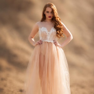 Patrón de costura para vestido de novia, body y falda de tul (PDF)