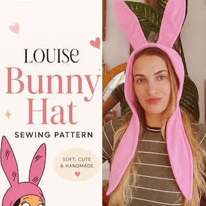 Luise Belcher pink bunny hat printable PDF pattern, adult size, cosplay