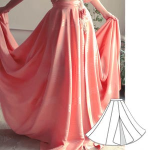 PDF skirt pattern, wide evening skirt pattern for beginners, instant download, Evening skirt pattern. ruffle skirt, gore skirt