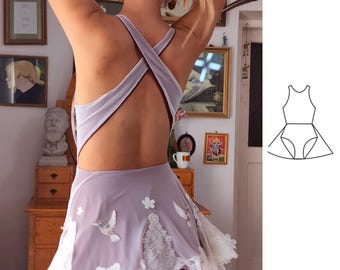 Balerina Leotard Dress PDF Pattern: Open Back Dancer Bodysuit