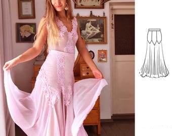 Mermaid Fishtail Skirt, Wide Evening Gown Pattern (Digital Download), bodycon skirt