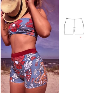 High-Waisted Spandex Shorts Sewing Pattern PDF – Seamless Yoga & Athletic Shorts for Beginners, Sizes XS-L, A4/US Letter, Video Tutorial