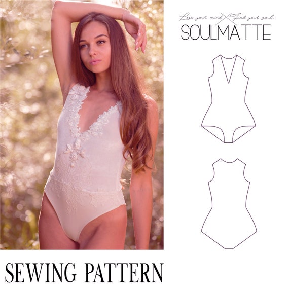 Bridal Bodysuit Pattern With Video Tutorial. Sizes XS-L, Deep V