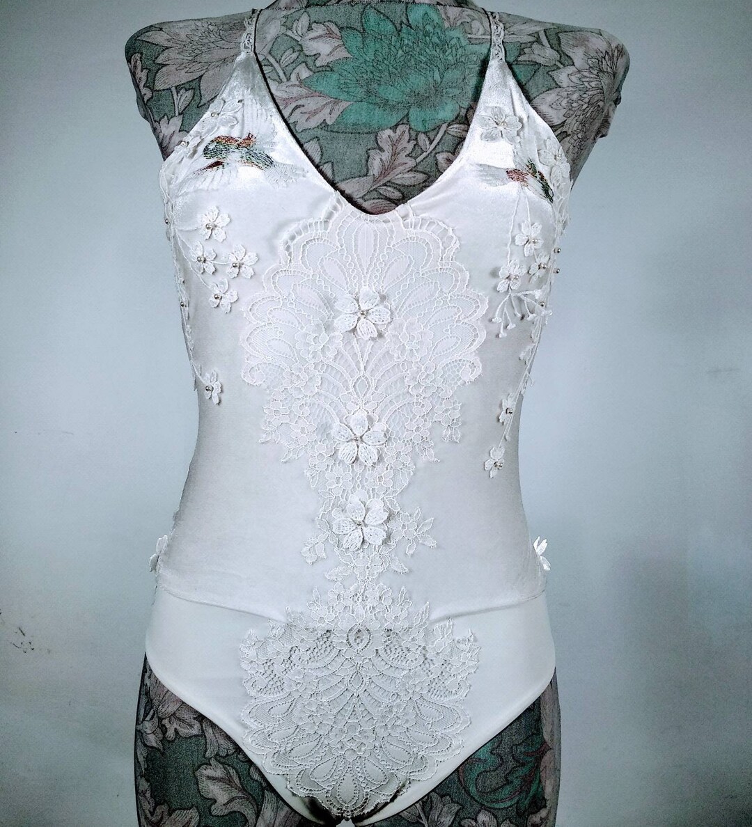 Bridal Bodysuit White Leotard Velvet Bodice Lace Bodysuit - Etsy