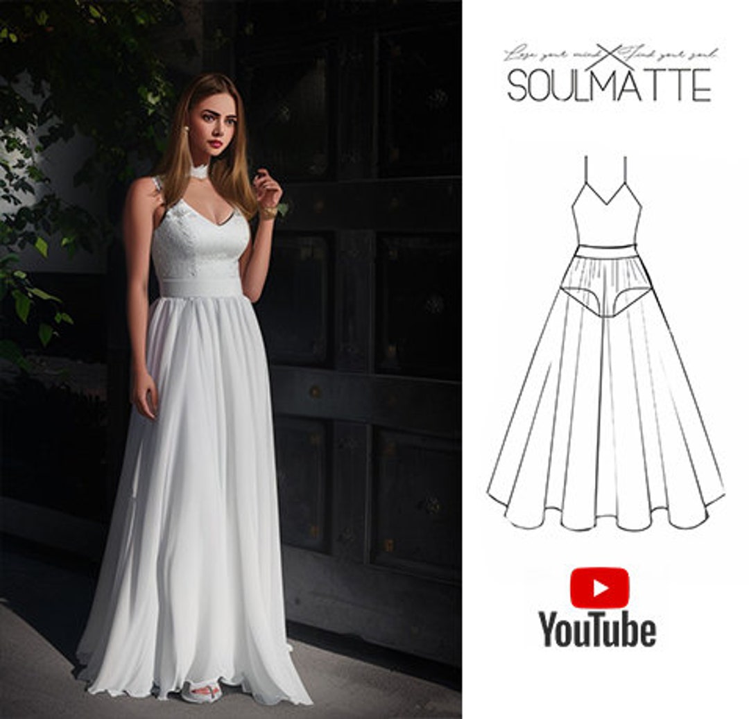 Easy Dress Sewing Pattern, Instant Download, Long Dress. Evening Dress ...
