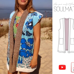 Unisex Vest Sewing Pattern PDF – Sizes XS-4XL, Beginner Friendly, A4 US Letter A0, Sherpa & Winter Fabric