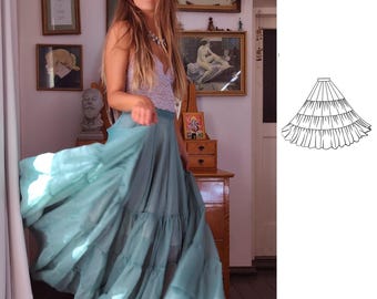 Ruffle Gore Skirt Sewing Pattern: Evening Underskirt (Projector File)