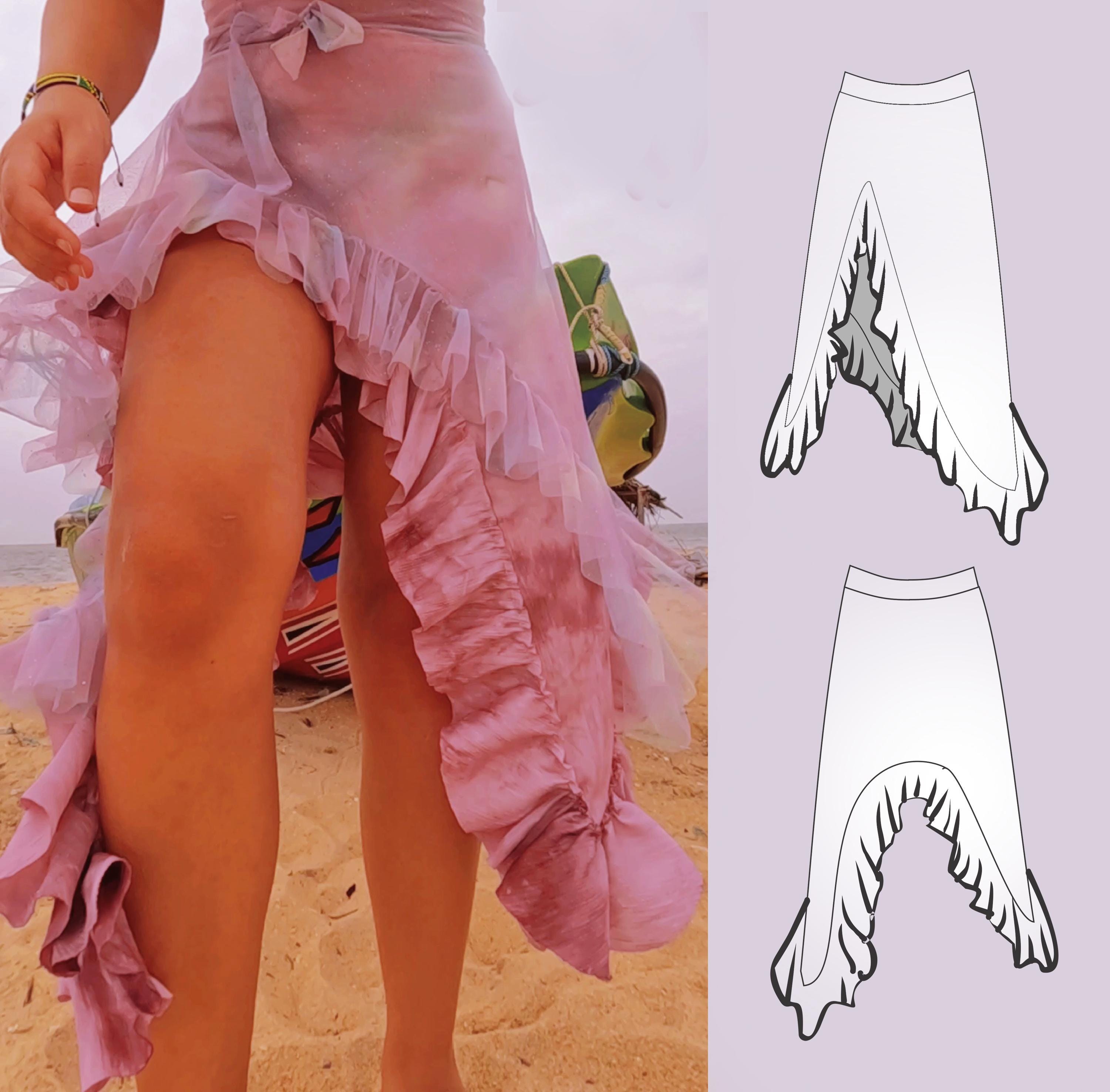 Asymmetric Dance Skirt Sewing Pattern XS–L | High-low Ruffle ...