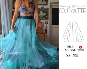 Maxi Skirt Sewing Pattern: sun circle Evening Gown (PDF Pattern XS-5XL)
