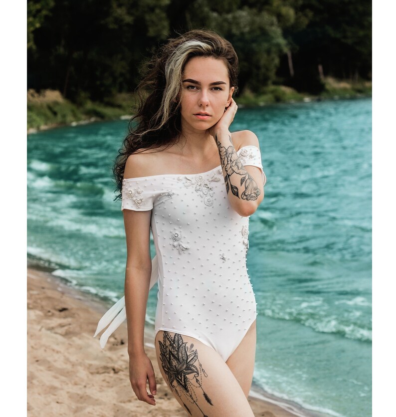 Wedding Swimsuit White Swimwear Vintage Inspired One Piece Etsy