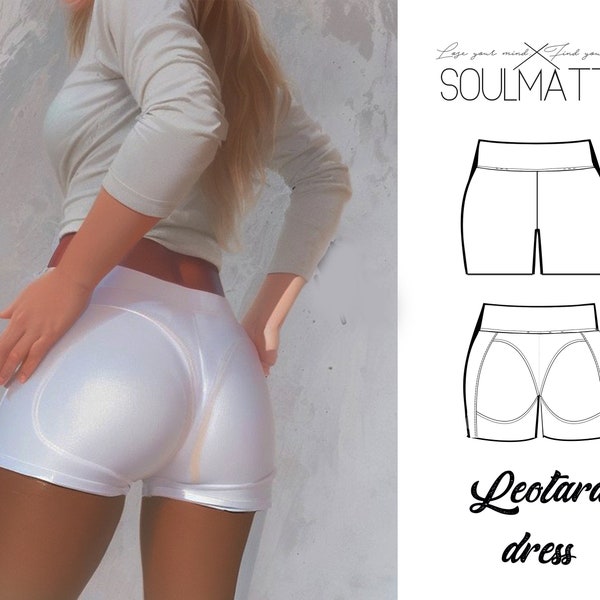 Booty up Strumpfhose nähen, Yoga Shorts. Hohe Taille Sport Workout Shorts, Butt-Up-Hose, Yoga-Hose, Anfänger-Shorts, PDF-Leggings-Muster