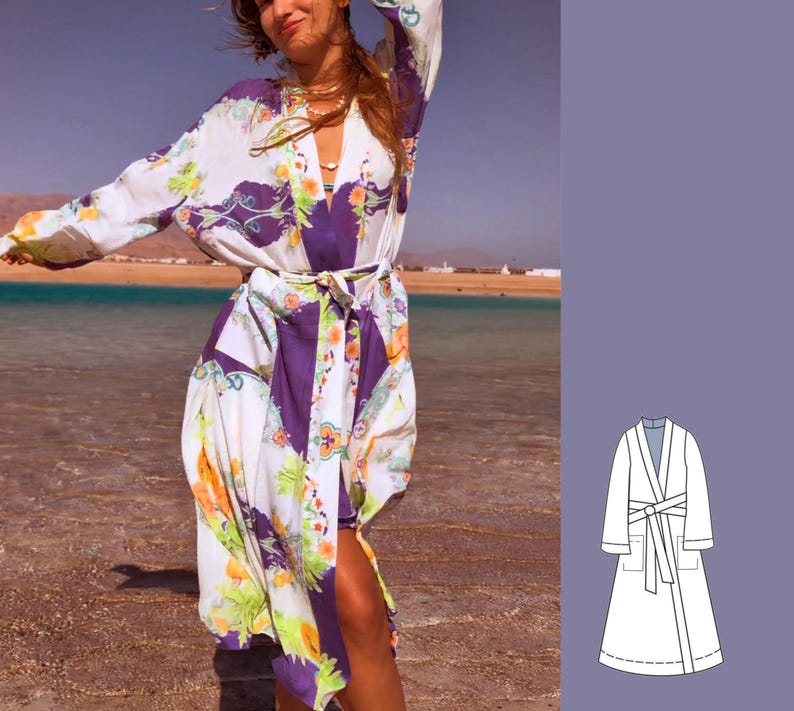 Bathrob Pattern Unisex Bathrobe Sewing Pattern: Easy DIY Kimono (XS-5XL) (PDF Sewing ...
