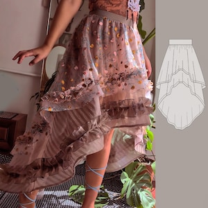 Asymmetrical Skirt Sewing Tutorial for Beginners | Digital Pattern XS–5XL