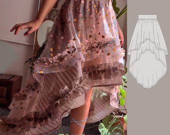 Asymmetrical Skirt Sewing Tutorial for Beginners | Long to short skirt XS–5XL