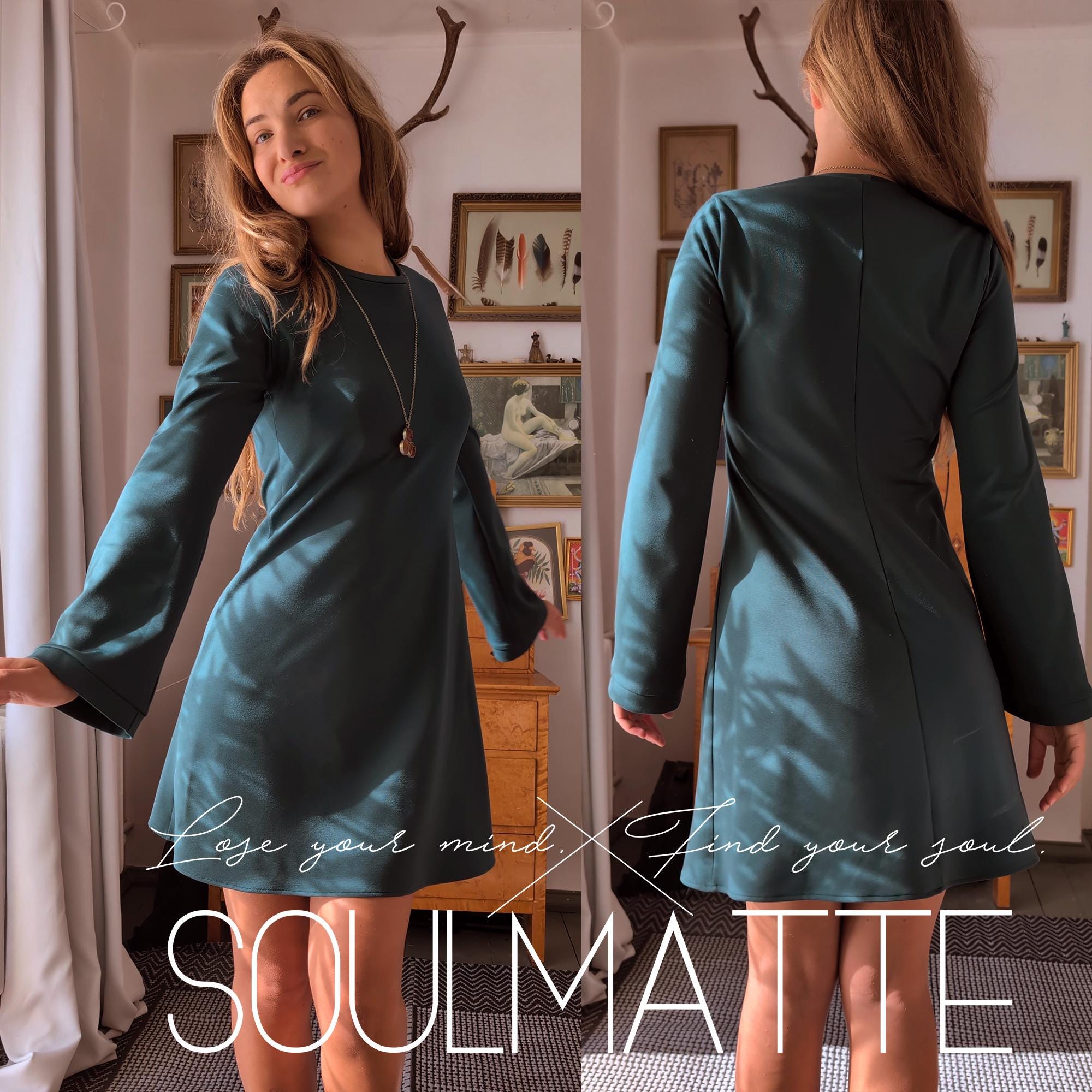 easy long sleeve dress pattern Long Sleeve Dress Sewing Pattern PDF: Beginner-friendly, Sizes XS-L  (A4/A0/US Letter)