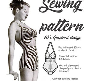 40's swimsuit pattern, vintage inspired sewing pattern